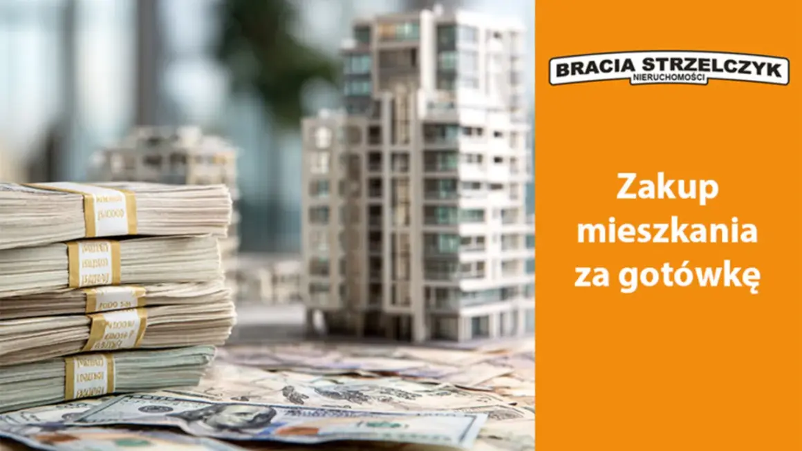 Kupno mieszkania za gotówkę wymaga uwagi na detale. Stosy pieniędzy i makieta budynku sugerują, na co zwrócić uwagę przy kupnie mieszkania.
